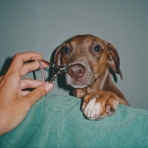 A dog's paw having its nails clipped